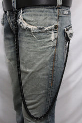 Black Metal Links Extra Long Wallet Chains  KeyChain Jeans Classic Biker Motorcycle Accessory New Men Style - alwaystyle4you - 1